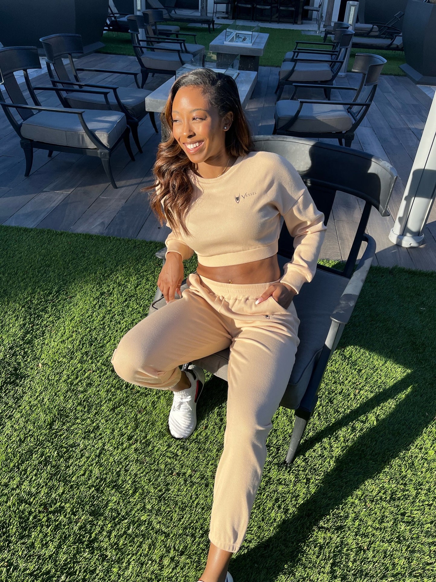 Neutral Ribbed Sweatpants