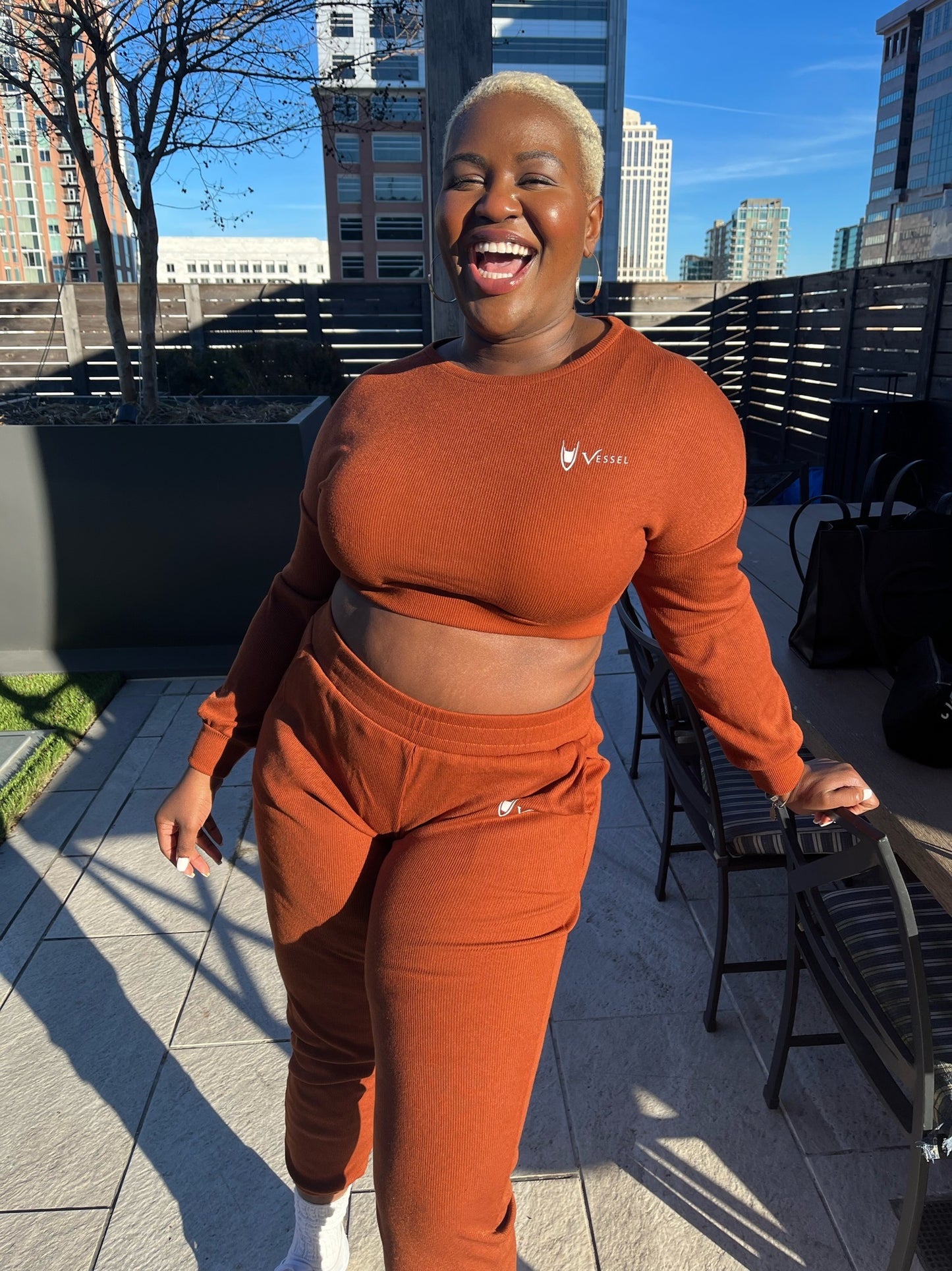 Neutral Long Sleeve Ribbed Crop Top
